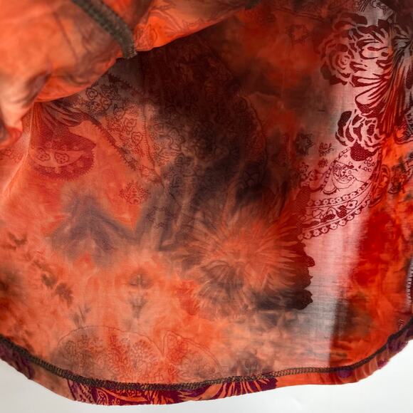 CATO Brown Orange Sheer Burnt Velvet Floral Paisley Fairycore Y2K Size Large - Picture 5 of 14